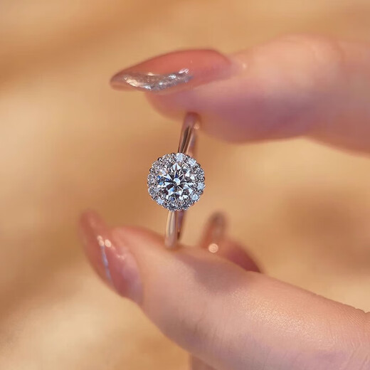 Pt950 platinum brilliant star moissanite diamond ring female wedding ring Valentine's Day gift for girlfriend brilliant star round bag bare arm 1 carat - light luxury model. If you are closed, you need to contact customer service/remark the ring number.