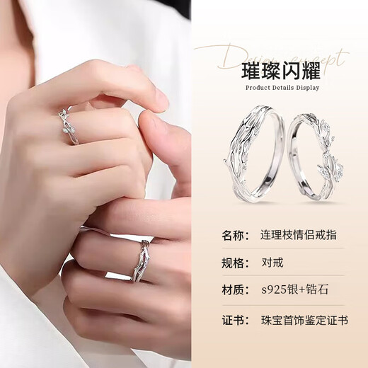 DRIG ring couple ring men and women sterling silver 2025 new light luxury proposal confession wedding anniversary birthday gift for women with branches ring light luxury gift box
