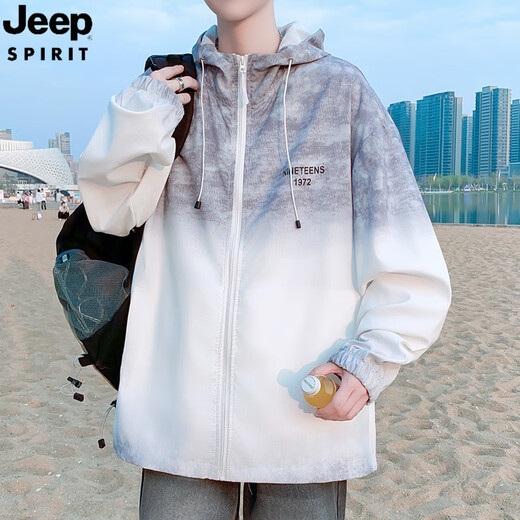 Jeep espíritu jeep alambre de hielo ropa solar chaqueta para hombres delgada 2025 tinte de verano tinte de gradiente tinta tinta salpicante de niños sueltos 6623 verde M