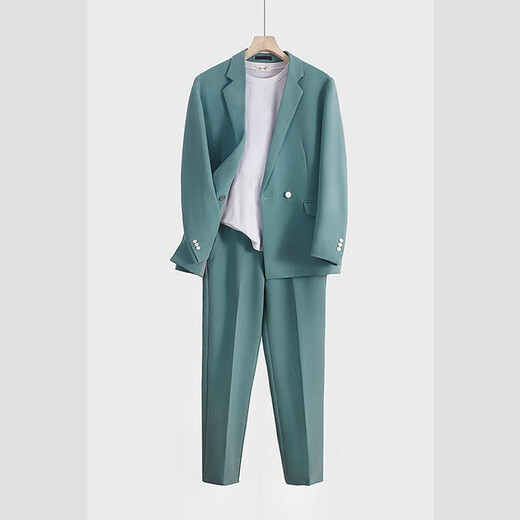 DK Light Luxury Men's Suit Suit Men's Jacket Loose Spring and Autumn Business Casual Formal Suit Suit Gray - Two-piece suit + trousers S Suitable for 100-115 Jin Jin equals within 0.5 kg