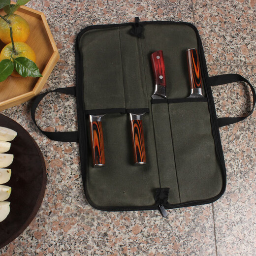 Yusenyi Chef's Knife Bag Tool Bag Waxed Canvas Knife Bag Wear-Resistant Kitchen Knife Storage Bag Outdoor Knife Bag WYS-667 Knife Storage Bag
