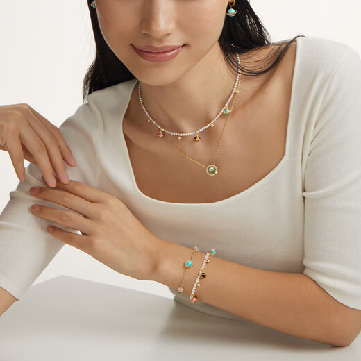 LOLA ROSE Heliocentric Series Reversal Planet Women's Light Luxury Necklace Birthday Gift for Women Aventurine/Synthetic Opal-LR50604