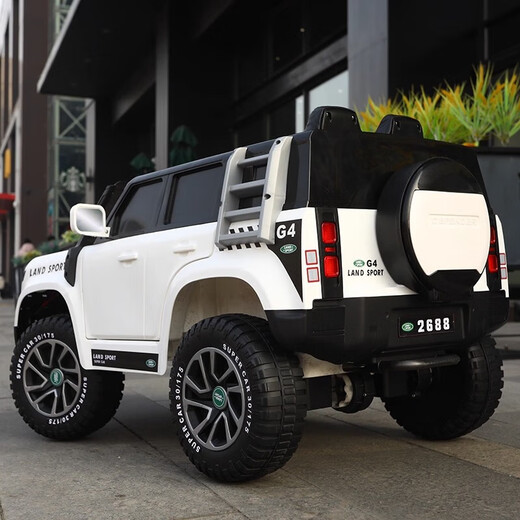 Baby electric car, children can ride on four-wheel drive off-road vehicle, male and female baby four-wheel with swing remote control toy car, painted black + dual drive + remote control + swing + Bluetooth