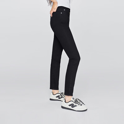 Lee25 autumn and winter new comfortable classic five-pocket high-waisted black women's jeans black 27