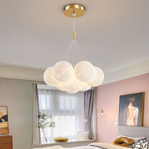 Sala de estar LED Iluminación principal Restaurante Nordic Creative Cream Style Lámpara de techo de dormitorio Lámpara de techo de la casa entera Paquete 1W 9734-Golden 13 Color de tres colores Bola blanca 1 1
