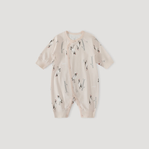 巴厘小猪女宝宝衣服春秋新中式轻国风哈衣新生儿纯棉爬爬服婴儿连体衣秋款 逍遥仙鹤 80cm