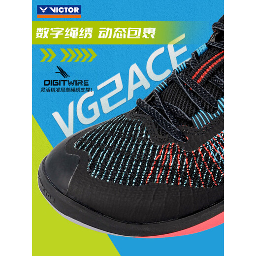 Victor Victory Badminton Shoes Competition Grade Comprehensive Built-in Midsole Shock Absorbing Men's and Women's Shoes VG2ACE VG2ACE-C Black Black 43