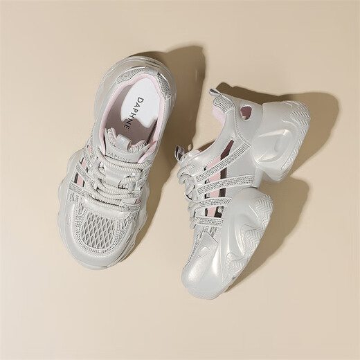 Daphne Mesh Schuhe für Frauen im Sommer atmungsaktiven Papa Schuhen lässig vielseitige Sport im Freien im Freien 2025 neuer Stil Pink 37 (235 mm) Standardcode