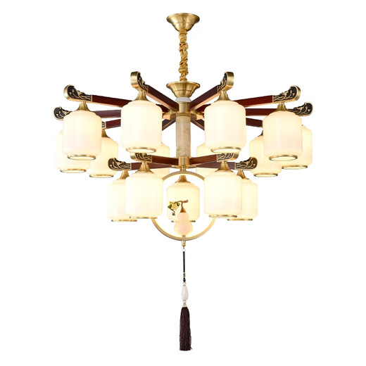 JPHZNB solid wood new Chinese chandeliers full copper living room lamp Guangzhou Zhongshan lamp whole house hall main lamp 2023 new model 9889/6 head