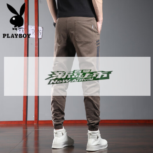 花花公子（PLAYBOY）夏季薄款休闲裤男士潮牌宽松束脚运动裤2025新款夏天工装哈伦裤子 9859深灰 L 30-31码