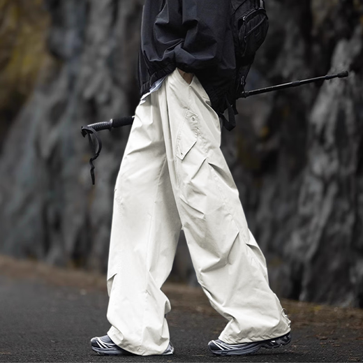 Pin Baoluo (Dingfengbaoluo) American outdoor paratrooper work pants men's spring and summer loose casual pleated design long trousers XP01 meter gray L