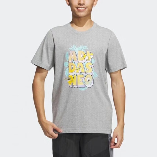 Adidas kurzärmeliges T-Shirt Herren 2025 Sommer Neubrief Druck Amerikaner Retro-Baumwoll-Basketball-Basketball-T-Shirt Black IP3887 Gray 100 xs Empfohlen 120jin [Jin ist gleich 0,5 kg]