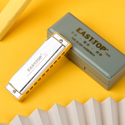 East Top Blues Harmonic 10-Loch eingebettet T009 Paddy C-Tune Yellow Limited Edition für Anfänger empfohlen