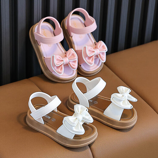Children's Princess Sandals 2025 New Summer Anti-Slip Soft Sole Girls' Velcro Velcro Small Children's Baby Beach Shoes Black 35 Inner Length 21CM