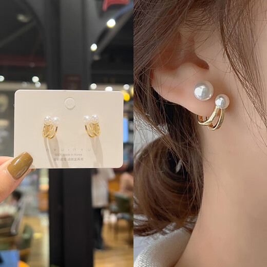 Pang Donglai DL light luxury earrings pearl earrings for women's Queen Mother's unique earrings 2024 new style earrings straight needle double-layer diamond pearls