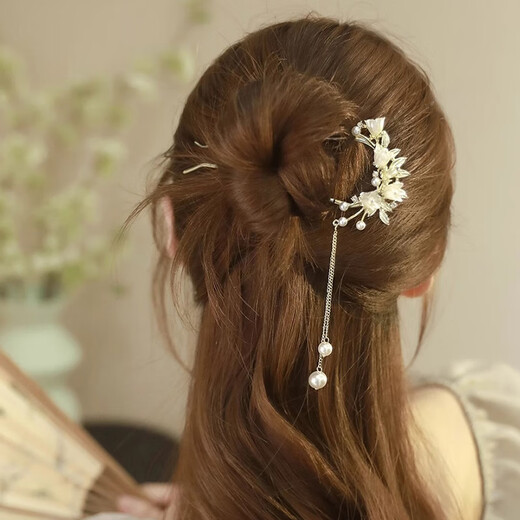 Hairpin for evening hair, lily of the valley tassel, U-shaped hairpin, high-end new Chinese style hairpin, ancient style headdress, Mid-Autumn Festival gift