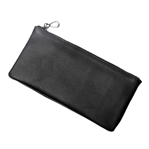 Anymic Luxury Brand Bag Men's Bag Men New Men's Genuine Leather Long Zipper Billet Billet Bolsos de teléfono móvil Simple Classic Black