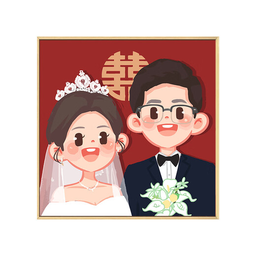 Shantou lincun regalo de boda de boda personalizado para el óleo de bricolaje de bricolaje de bricolaje de color de boda pintadas a mano Pintura decorativa acrílica QX11153 20*20cm Marco interno de madera maciza de espesor_highlight Pigment+