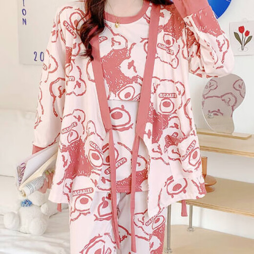 桑琴月子服春秋夏季三件套装薄款产后哺乳衣外出孕妇睡衣产后喂奶2XL 9911西瓜女孩【里短袖】 M 【建议80-100斤】