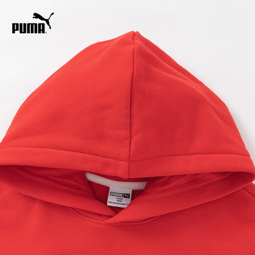 Puma's new children's winter long-sleeved sweatshirt with hood, warm and fashionable, Chinese red 60601 170