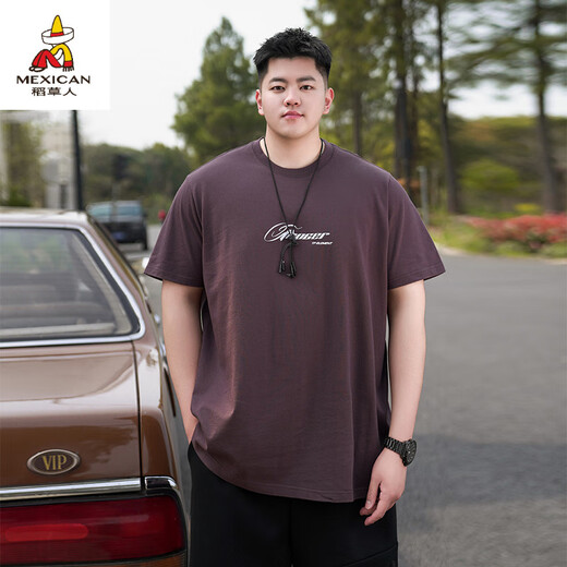 Scarecrow (MEXICAN) American casual large-size pure cotton short-sleeved T-shirt for men's summer fashion brand ins fat man loose plus fat plus large round neck half-sleeved A6627-white 3XL (recommended 160-180Jin [Jin equals 0.5 kg])