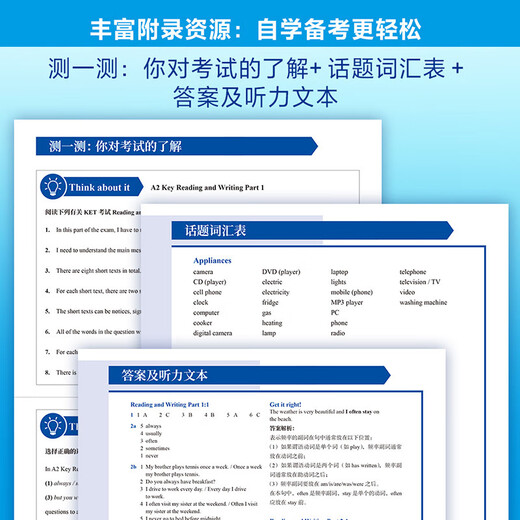 KET Offizieller Vorbereitungsleitfaden und Intensive Sprint 2. Auflage. Kostenloses Kurzschrifthandbuch für Kernwörter. Prüfungsverstärker für die Cambridge General Level 5-Prüfung. Von Cambridge autorisiert. Standardversion für Jugendliche. Enthält Antworten, Hörtext (mit gescanntem Code-Audio und gesprochenem Beispielvideo).