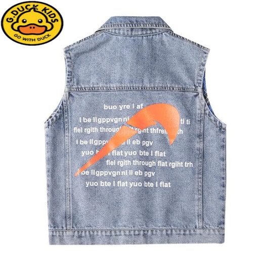 G.DUCKKIDS denim vest boy spring and autumn jacket 2024 vest middle children's top fashionable spring clothes thin horse clip blue 140
