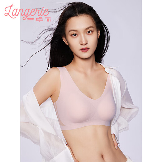 兰卓丽（Langerie）凉感内衣女背心式文胸无钢圈收副乳舒适无痕透气胸罩夏 正黑1号-花波背心款 70A 160_(适穿BC、75AB)