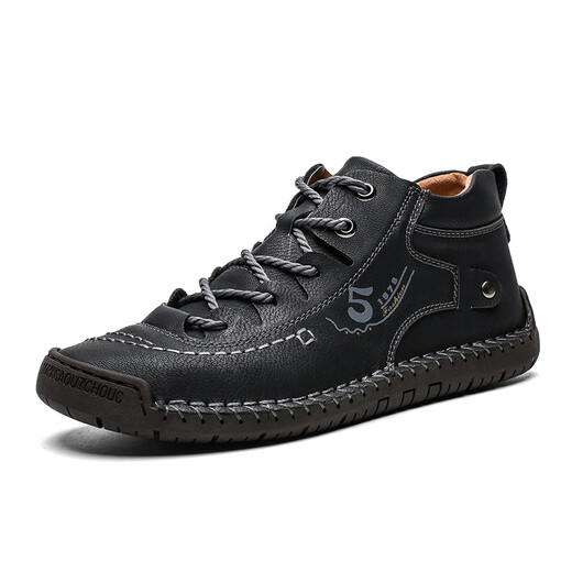 
2024 men's leather shoes workwear new trendy casual men's shoes outdoor large size Martin boots fashionable high-top men's shoes trend 9926-1 black 38