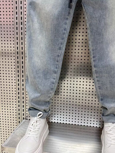 [Lose und vielseitig] Sommerdünne Herren Jeans Harem Hosen Retro Elastic Taille Wash Casual Hosen kleine Füße Hosen Blau 3xl