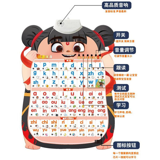 Zoco New Nezha Children's Order Reading Early Education Audio Snapshot Baby Reconnaissant le mur d'alphabet Pinyin Chine
