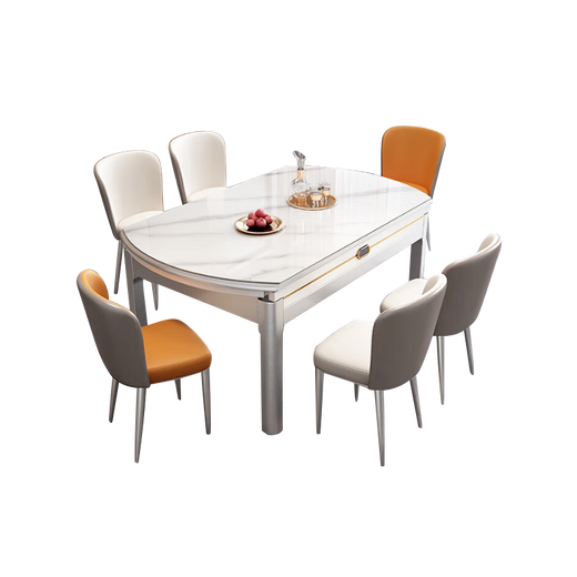Dudumeijia Modern Simple Comedor y silla Combinación Losas de roca espesada cuadrado retráctil y círculo Table de comedor de doble propósito 699#