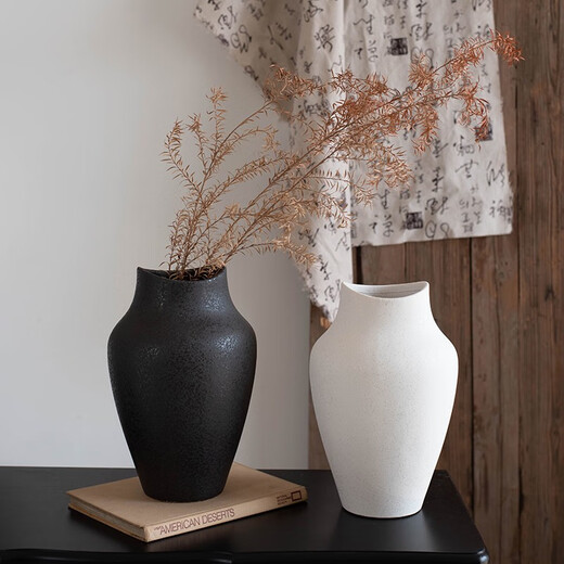 Französische Wasabi -Keramik Vase Japanische Retro Wohnzimmer Blumenarrangement Hydroponische Weiße Utensil Dekorative Ornamente 3897 Wasabi Schwarz