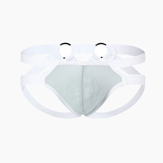 GAY men's gay low-waist stretch thong breathable hollow U convex color matching sexy adult sexy adult underwear Lake Blue S