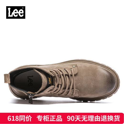 Lee男士工装靴男款英伦马丁靴2025时尚秋冬季高帮户外男靴子休闲靴子 卡其色 41