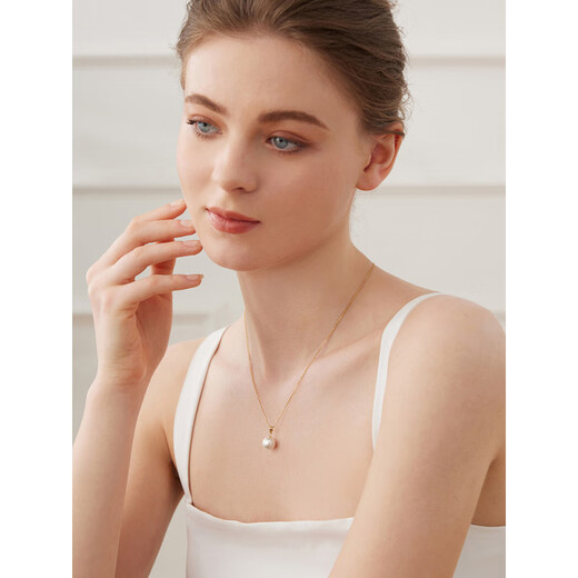 Tahitian Edison pendant necklace 18K gold strong light natural freshwater necklace mother gift yellow 18K gold_thick melon seed buckle white Edison 10-11mm