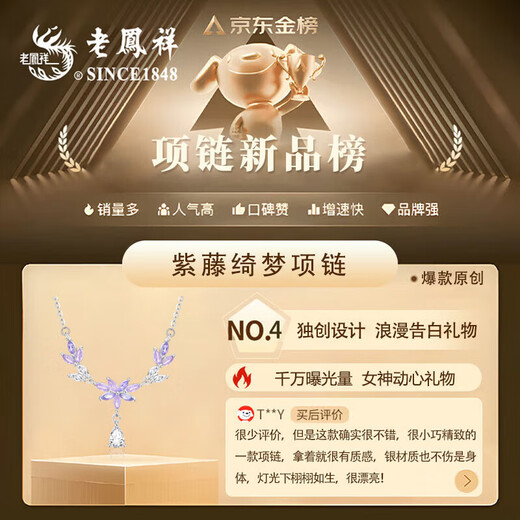老凤祥原创坦桑石银项链女士紫藤花吊坠首饰纪念日生日礼物送女朋友老婆 【紫藤花系列】原创
