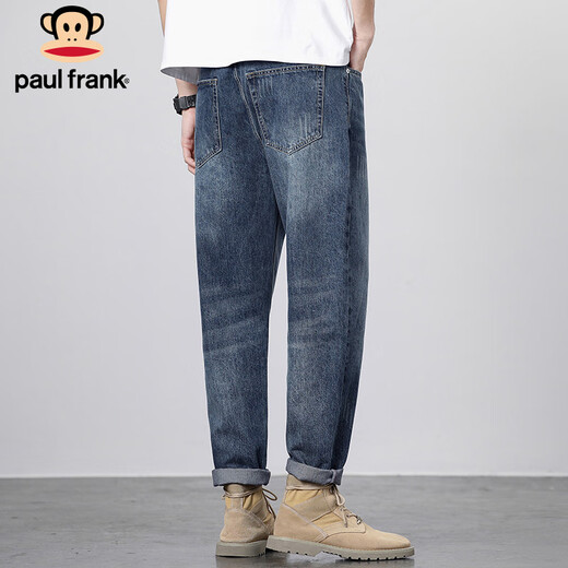 Paul Frank Jeans Men's Autumn and Winter Pants Men's American Retro Trendy Casual Pants Men's Slim Pants Blue 32