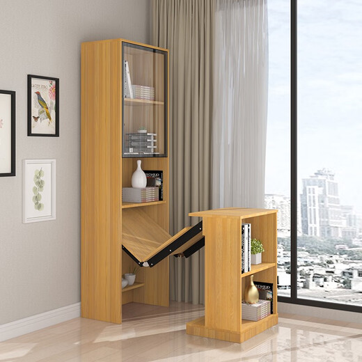 UFSAGCG Corner Pliage Biber étagère intégrée Simple Modern Student Home Desk Ordinking Bureau Écriture Bibliothèque Single Armoire + Table pliante supérieure Longueur gris foncé 1396 * 35
