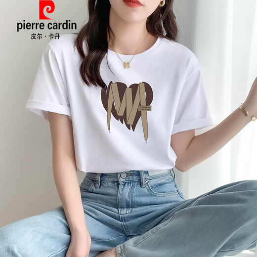 Pier Cardin Khaki Baumwolle Kurzärärmelte T-Shirt für Frauen Sommer Großversion von Temperament Trendy Brand T-Shirt einzigartig und speziell neue Top-Design-Sinn Khaki 653 L