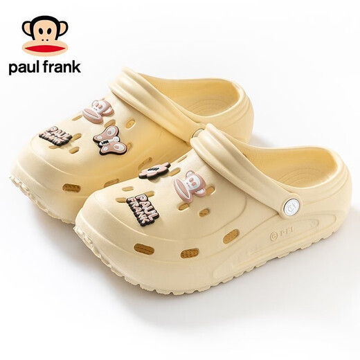 PaulFrank大嘴猴洞洞鞋女凉拖鞋情侣户外穿休闲百搭沙滩鞋男6084奶杏36-37