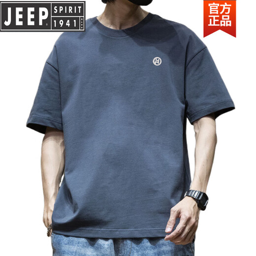 Jeep (JEEP) high-end trend American short-sleeved T-shirt for men in summer round neck versatile casual 2025 new trendy brand loose Hong Kong style T-shirt white-1365 short-sleeved-pure cotton S [recommended 80-110Jin [Jin equals 0.5 kg]]