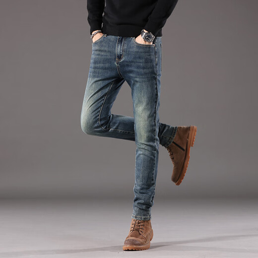 Lee Dprre Jeans Men's Deal Brand Retro Slim Summer Nuevo pantalones de hombres delgados heterosexuales Pantalones de verano HFL867 HFL867 NEGRO GRIS [Pantalones de corona] 28 [90-100Jin [Jin equivale a 0.5 kg]]