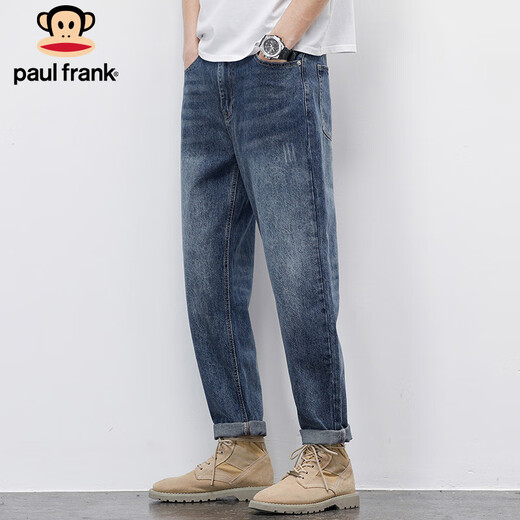 Paul Frank Jeans Men's Autumn and Winter Pants Men's American Retro Trendy Casual Pants Men's Slim Pants Blue 32