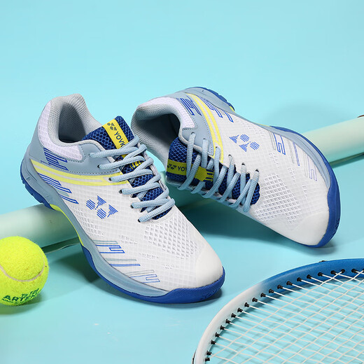 He Jiagong badminton shoes for men and women with wide last new non-slip tennis shoes sports shoes Bailanhong 619 normal size 42