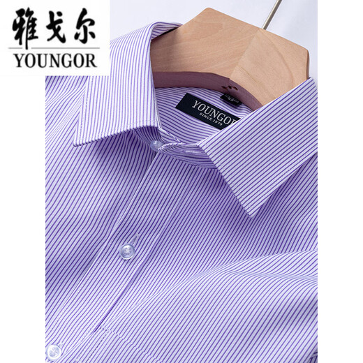 
CEO Yageor 2025 summer new men's short-sleeved shirt for business, iron-free and anti-wrinkle stripes, breathable workplace men's clothing DX6623 38 [100-120Jin[Jin equals 0.5 kg]]