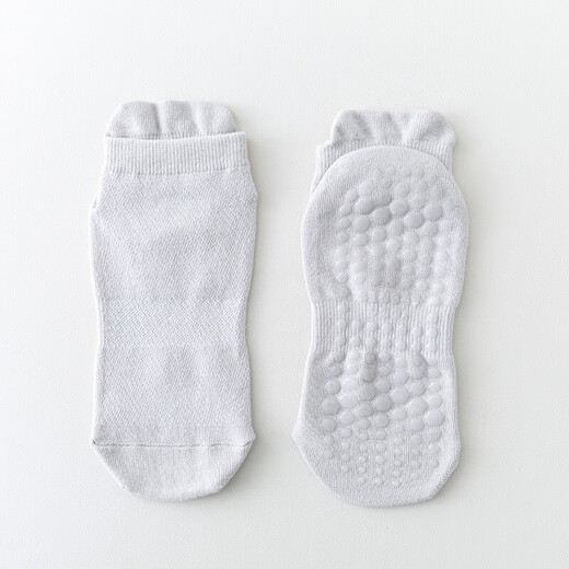 Return to Li OEM Spring and Summer Yoga Socks Cotton Non-Slip Silicone Indoor Fitness Pilates Socks for Women 3 Pairs Smoke Gray One Size 35-41