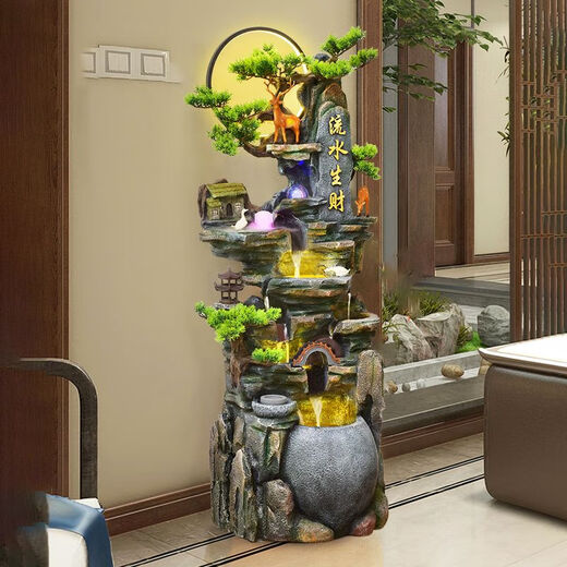 Ihre Sekretärin groß angelegte Landung Rockery Fließende Wasserbrunnen Ornamente eröffnen Geschenk Wohnzimmer Reichtum Feng Shui Wheel Hochbergzirkulation Wasserdekoration 9923 Kleine Trompetenhöhe 108 cm