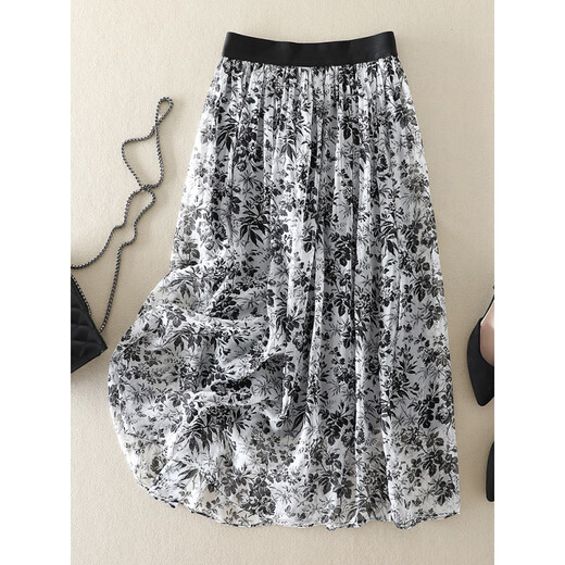 Tachimis Touch Miss Multe de mûrier à taille haute haut de gamme jupe en soie en soie en soie en soie en soie 1 m Recommandé 90-105 Jin [Jin est égal à 0,5 kg]
