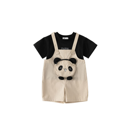 Insbobo Boys Sommeranzug Overalls Zwei-teilige Mädchen Sommerkleidung Kinderkleidung modische schwarze + apricosen 80 cm